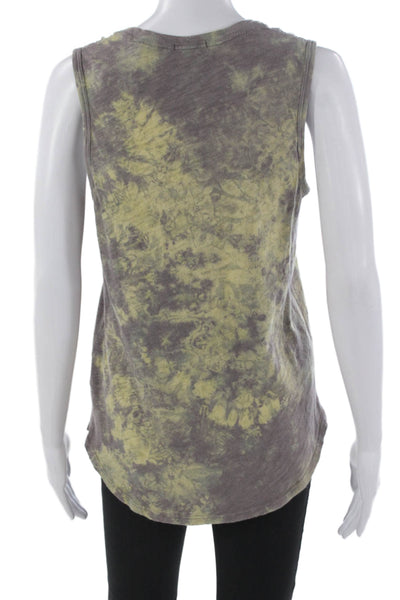 ATM Womens Basic Sleeveless Tank Scoop Neck Tie Dye Multicolor Cotton Size M
