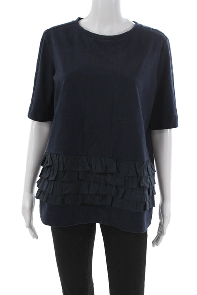 Marni Womens Basic Cotton Crew Neck Short Sleeve T Shirt Blue Size 44