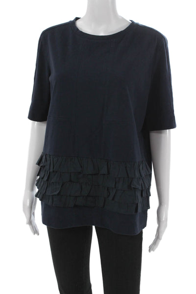 Marni Womens Basic Cotton Crew Neck Short Sleeve T Shirt Blue Size 44