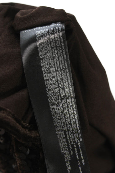 MNG Womens Basic Jacket Brown Polyester Tie Long Sleeve Size XS