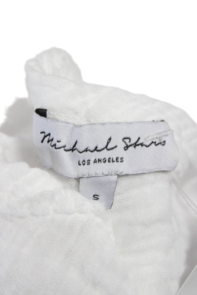 Michael Stars Women Basic V-Neck Cotton Blouse White Long Sleeve Size S