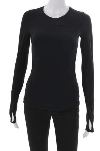 Lululemon Womens Black Pullover T-Shirt Long Sleeve Crew Neck Size S
