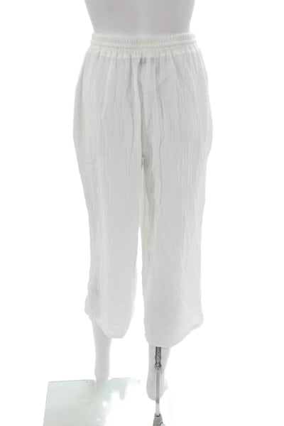 Michael Stars Womens Cropped Drawstring Pants White Cotton Size S