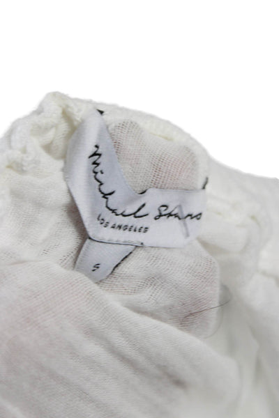 Michael Stars Womens Cropped Drawstring Pants White Cotton Size S
