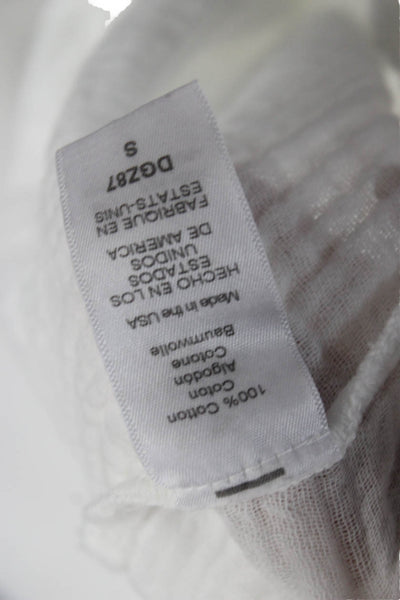 Michael Stars Womens Cropped Drawstring Pants White Cotton Size S