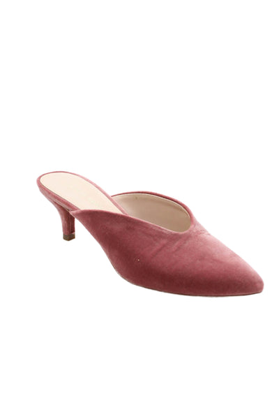 Loeffler Randall Women's Pointed Toe Suede Mules Sandals Blush Size 5.5