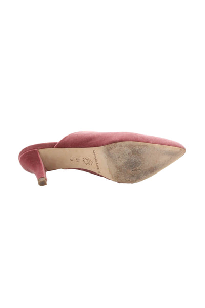 Loeffler Randall Women's Pointed Toe Suede Mules Sandals Blush Size 5.5