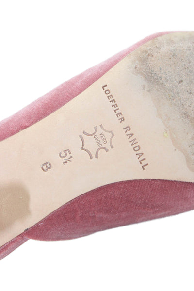 Loeffler Randall Women's Pointed Toe Suede Mules Sandals Blush Size 5.5