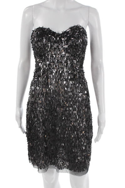 Kate Moss TopShop Women Black Sweetheart Sleeveless Mini Dress Nylon Size 12