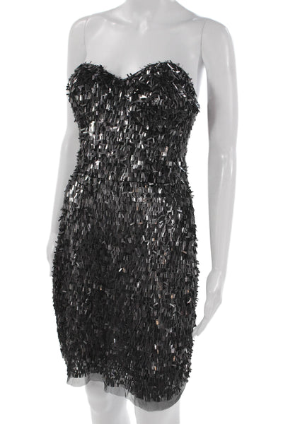 Kate Moss TopShop Women Black Sweetheart Sleeveless Mini Dress Nylon Size 12