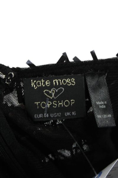Kate Moss TopShop Women Black Sweetheart Sleeveless Mini Dress Nylon Size 12