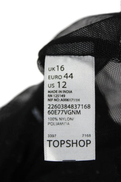 Kate Moss TopShop Women Black Sweetheart Sleeveless Mini Dress Nylon Size 12