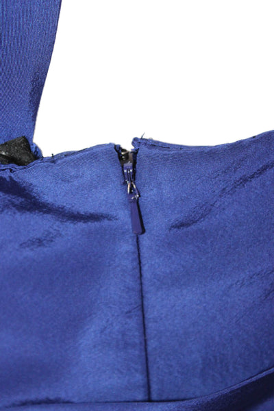 Oscar de la Renta Womens Ballgown Dress Blue V Neck Sleeveless Zip Size 10