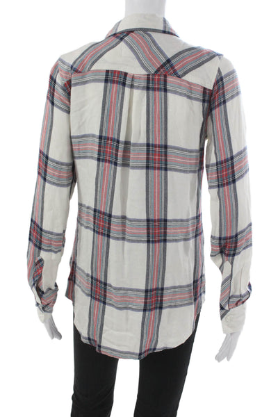 Rails Womens Plaid Collared Button-Up Rayon Top Long Sleeve Multicolor Size XS