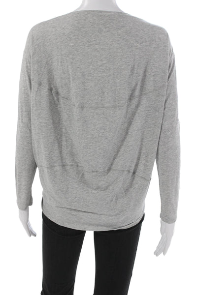 Lululemon Women Pullover Boat Neck Long Sleeve Gray Pima Cotton Casual Size 4