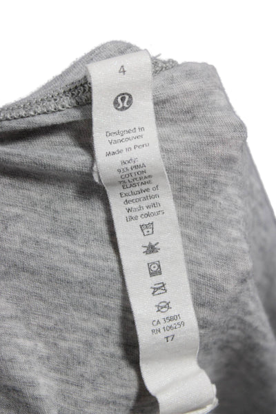 Lululemon Women Pullover Boat Neck Long Sleeve Gray Pima Cotton Casual Size 4