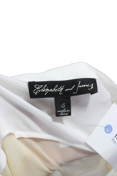 Elizabeth & James Womens White Colorblock V-Neck Blouse Long Sleeve Size S