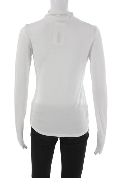 Vince Women White Cotton Turtleneck Long Sleeve Basic T-Shirt Size S