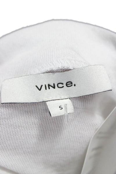 Vince Women White Cotton Turtleneck Long Sleeve Basic T-Shirt Size S