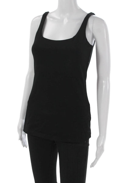 Susana Monaco Womens Basic Black Tank Scoop Neck Sleeveless Nylon Size S