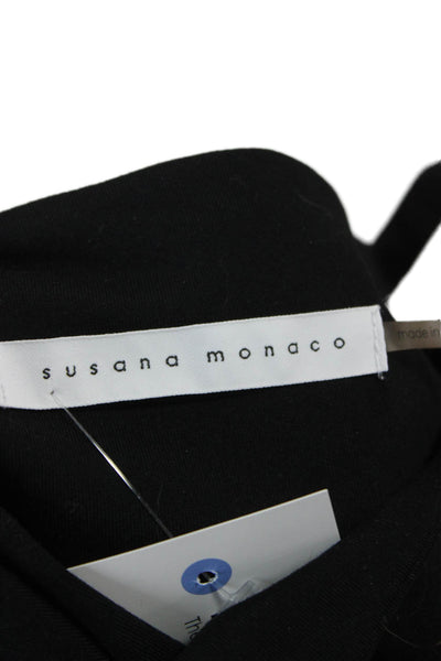 Susana Monaco Womens Basic Black Tank Scoop Neck Sleeveless Nylon Size S