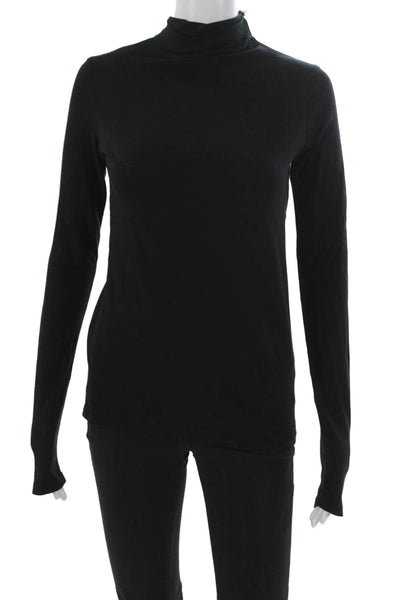 Vince Women Black Cotton Turtleneck Long Sleeve T-Shirt Size S