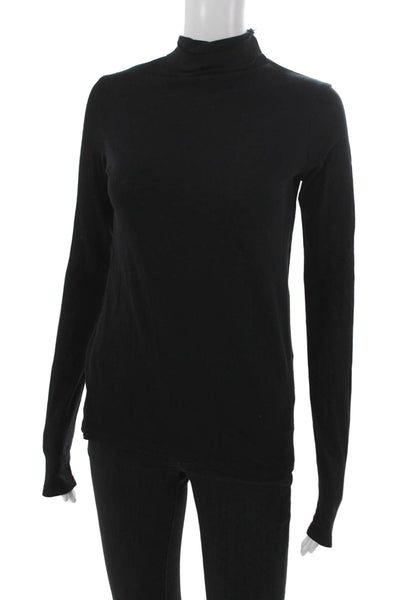 Vince Women Black Cotton Turtleneck Long Sleeve T-Shirt Size S