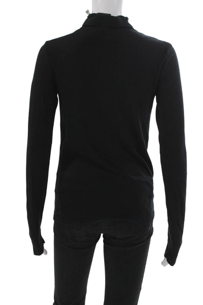 Vince Women Black Cotton Turtleneck Long Sleeve T-Shirt Size S