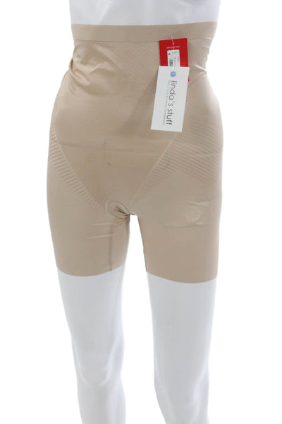Spanx Womens High Waist Mid Thigh Shapewear Bottoms Beige Size Small