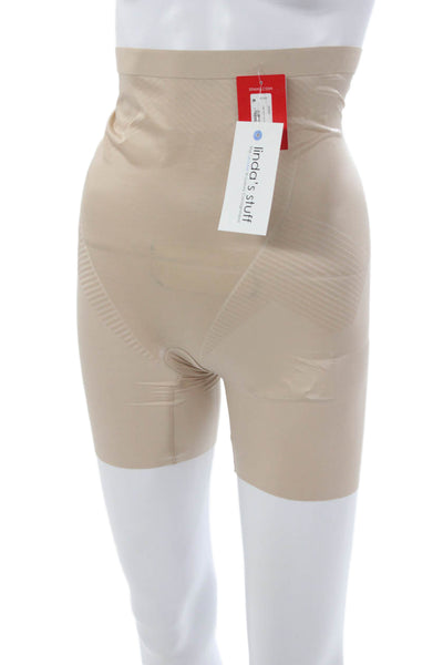 Spanx Womens High Waist Mid Thigh Shapewear Bottoms Beige Size Small