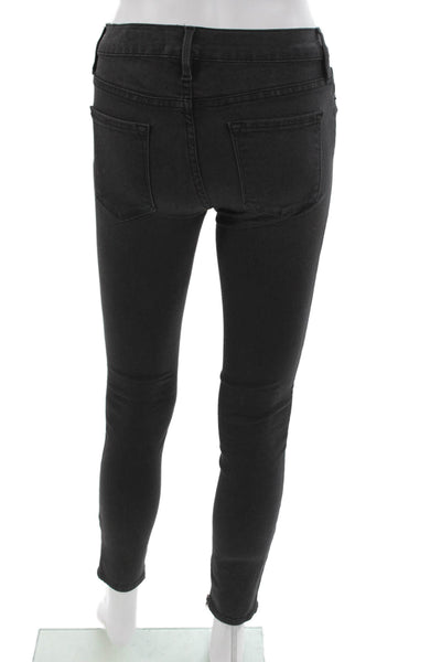 Frame Denim Women Skinny Jeans Black Modal Zip Mid Rise Size 25