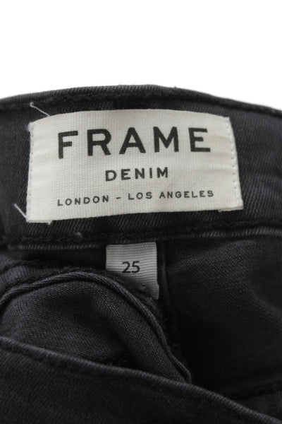 Frame Denim Women Skinny Jeans Black Modal Zip Mid Rise Size 25