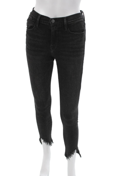 Frame Denim Womens Black High Rise Skinny Jeans Cotton Blend Size 26