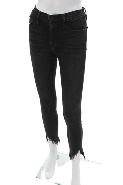 Frame Denim Womens Black High Rise Skinny Jeans Cotton Blend Size 26