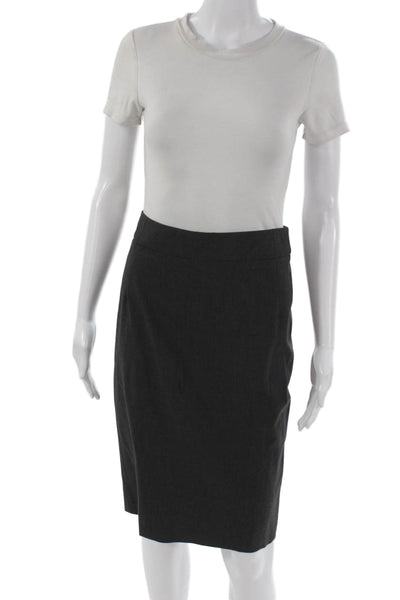 Theory Women Pencil Skirt Gray Wool Blend Zip Knee Length Size 6
