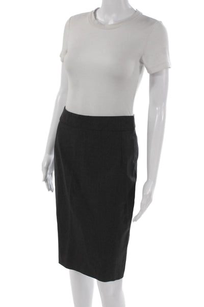 Theory Women Pencil Skirt Gray Wool Blend Zip Knee Length Size 6