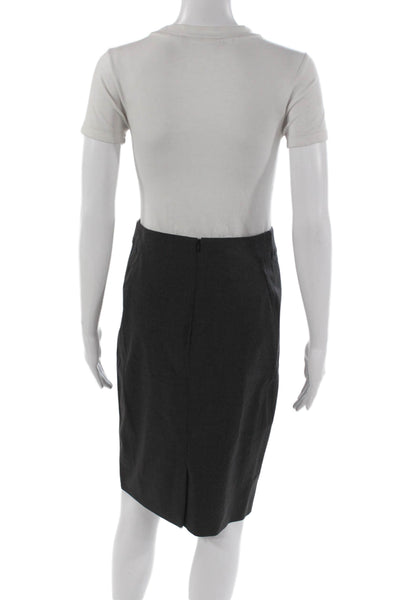 Theory Women Pencil Skirt Gray Wool Blend Zip Knee Length Size 6