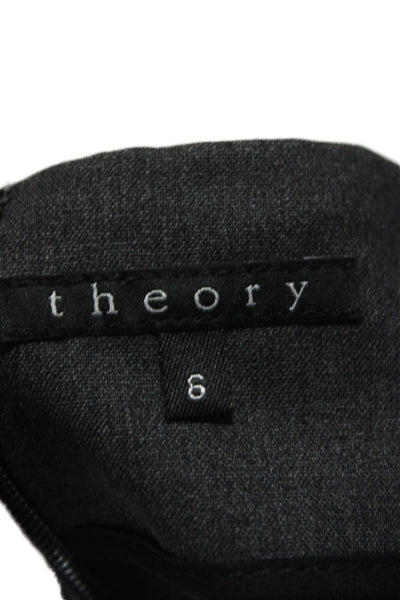 Theory Women Pencil Skirt Gray Wool Blend Zip Knee Length Size 6
