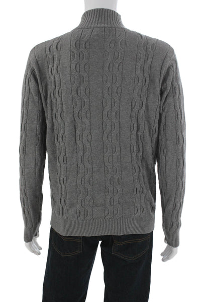 Lacoste Mens Gray Mock Neck Pullover Sweater 80% Cotton 20% Wool Size L