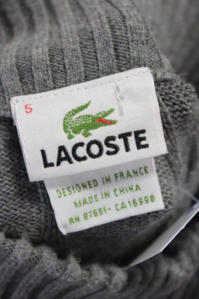 Lacoste Mens Gray Mock Neck Pullover Sweater 80% Cotton 20% Wool Size L