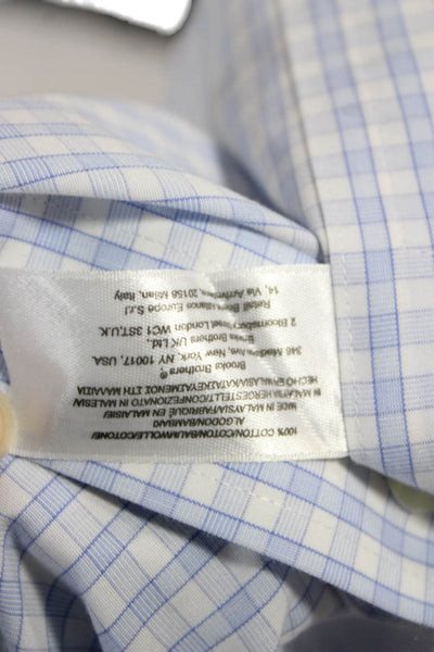 Brooks Brothers Mens Button Up Dress Shirt Blue Check Cotton 32/33 Size L