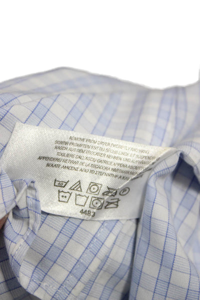 Brooks Brothers Mens Button Up Dress Shirt Blue Check Cotton 32/33 Size L