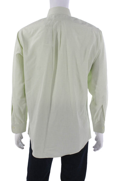 Brooks Brothers Mens Button Up Dress Shirt Green Check 32/33 Size L