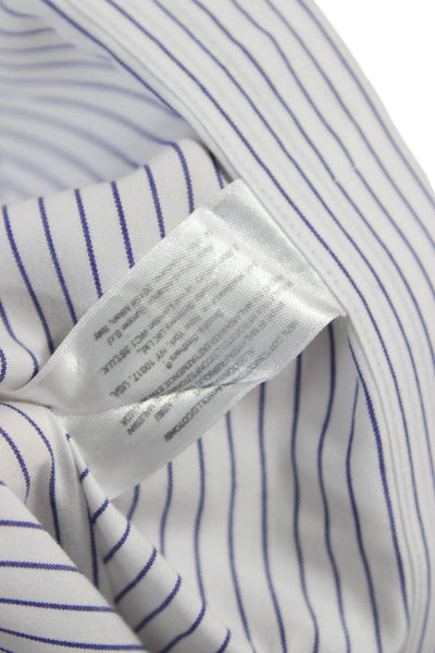 Brooks Brothers Mens Button Up Dress Shirt Blue Striped Cotton 32/33 Sz L