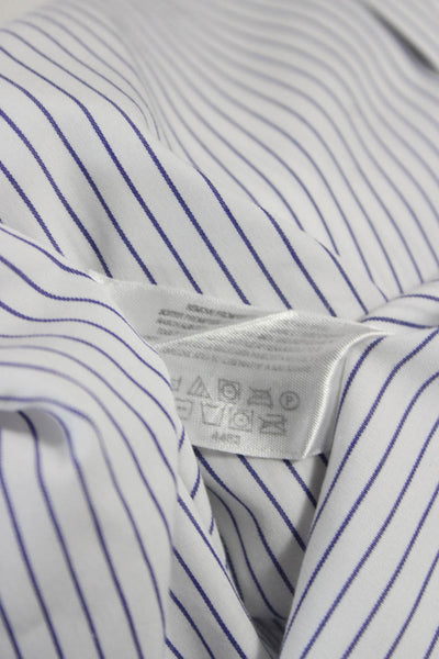 Brooks Brothers Mens Button Up Dress Shirt Blue Striped Cotton 32/33 Sz L