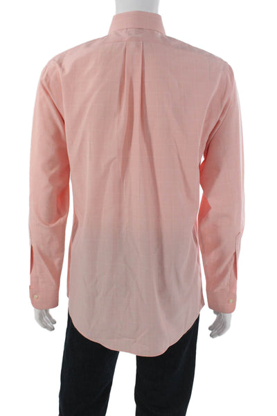 Brooks Brothers Mens Pink Check Button-Up Cotton Shirt 34/35 Size L