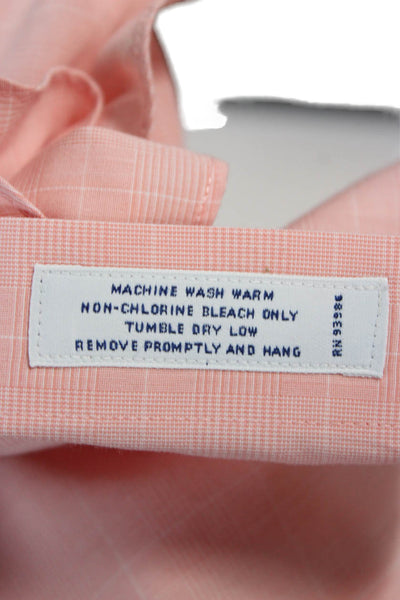 Brooks Brothers Mens Pink Check Button-Up Cotton Shirt 34/35 Size L
