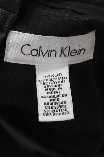 Calvin Klein Mens Dress Pants Gray Zip 70% Polyester 30% Rayon Size 34