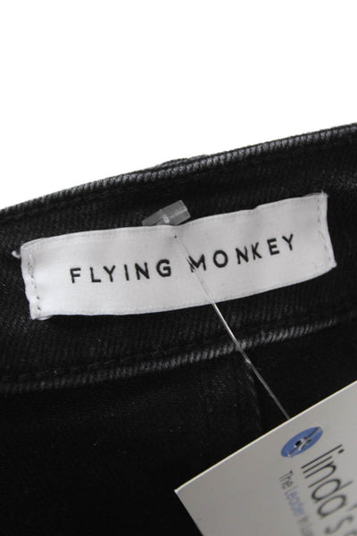 Flying Monkey Women Mid Rise Flared Jeans Black Cotton Blend Size 26