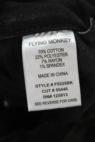 Flying Monkey Women Mid Rise Flared Jeans Black Cotton Blend Size 26